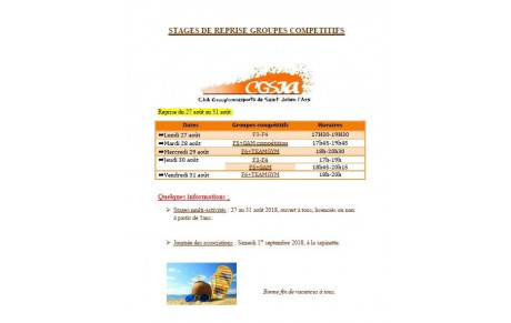 Stage de reprise Compétitifs