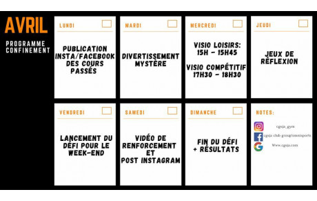 Planning Confinement Avril 2021